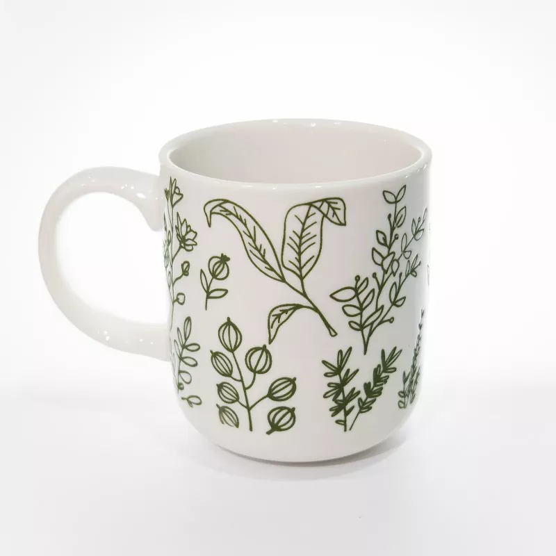 Botanik Baskı Beyaz Stoneware Kupa Botanik Baskı Beyaz Stoneware Kupa