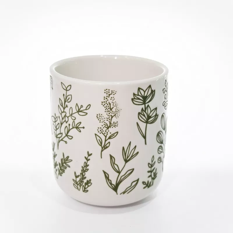 Botanik Baskı Beyaz Stoneware Kupa