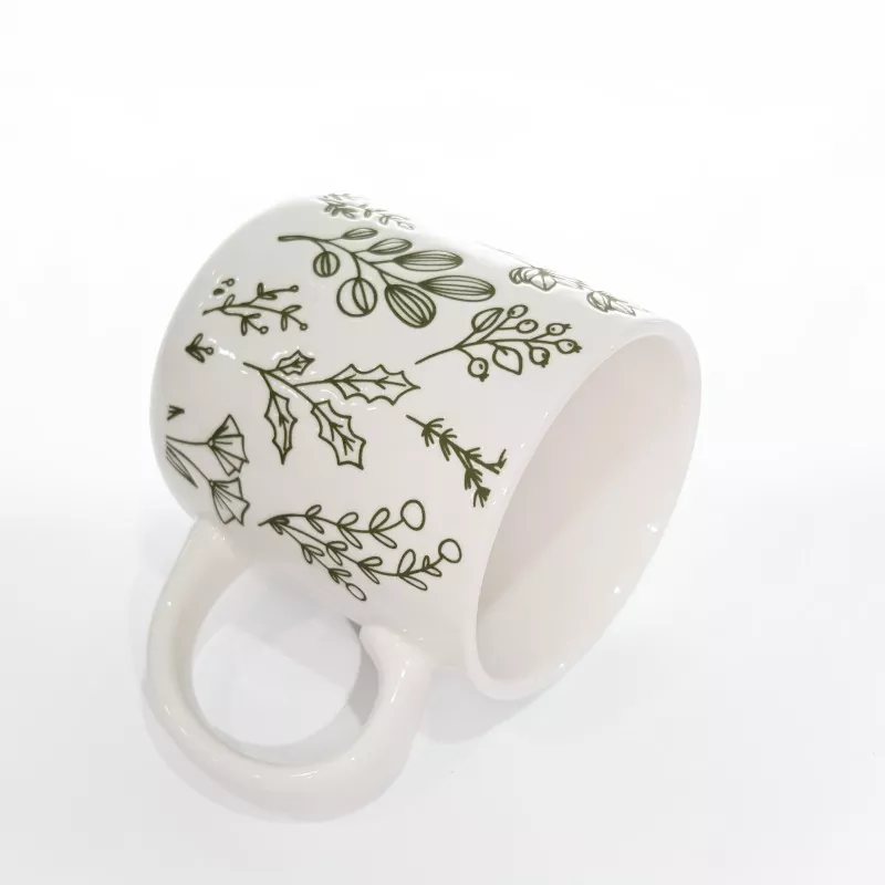 Botanik Baskı Beyaz Stoneware Kupa