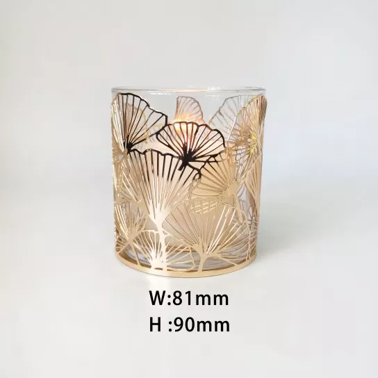 Golden Ginkgo Leaf Metal Candle Holder