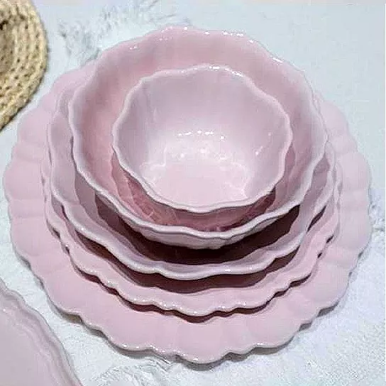 Macaron Pembe Seramik Kase Seti Macaron Pembe Seramik Kase Seti
